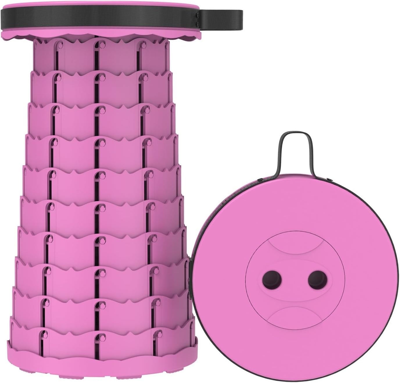 Outdoor Folding Telescopic Stool,Portable Camping Plastic Stool Adjustable Collapsible Stool Telescopic Chair for Adults Fishing Gardening(Rose Red)