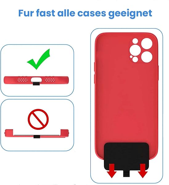 Handyband Universal zum Umhängen - Kompatibel mit jedem Handy und Smartphone, Kette zum Umhängen, Hülle mit Kordel, Handyband mit jeder Hülle kombinierbar Schwarz - 1