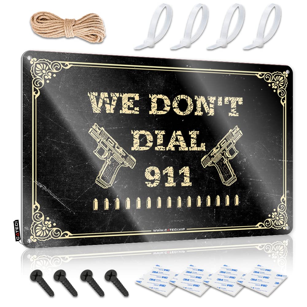 Funnymetal Sign We Don'T Dial 911 Tin Sign Bar For Man Cave Tin Signs Camping Rules(30X40CM)