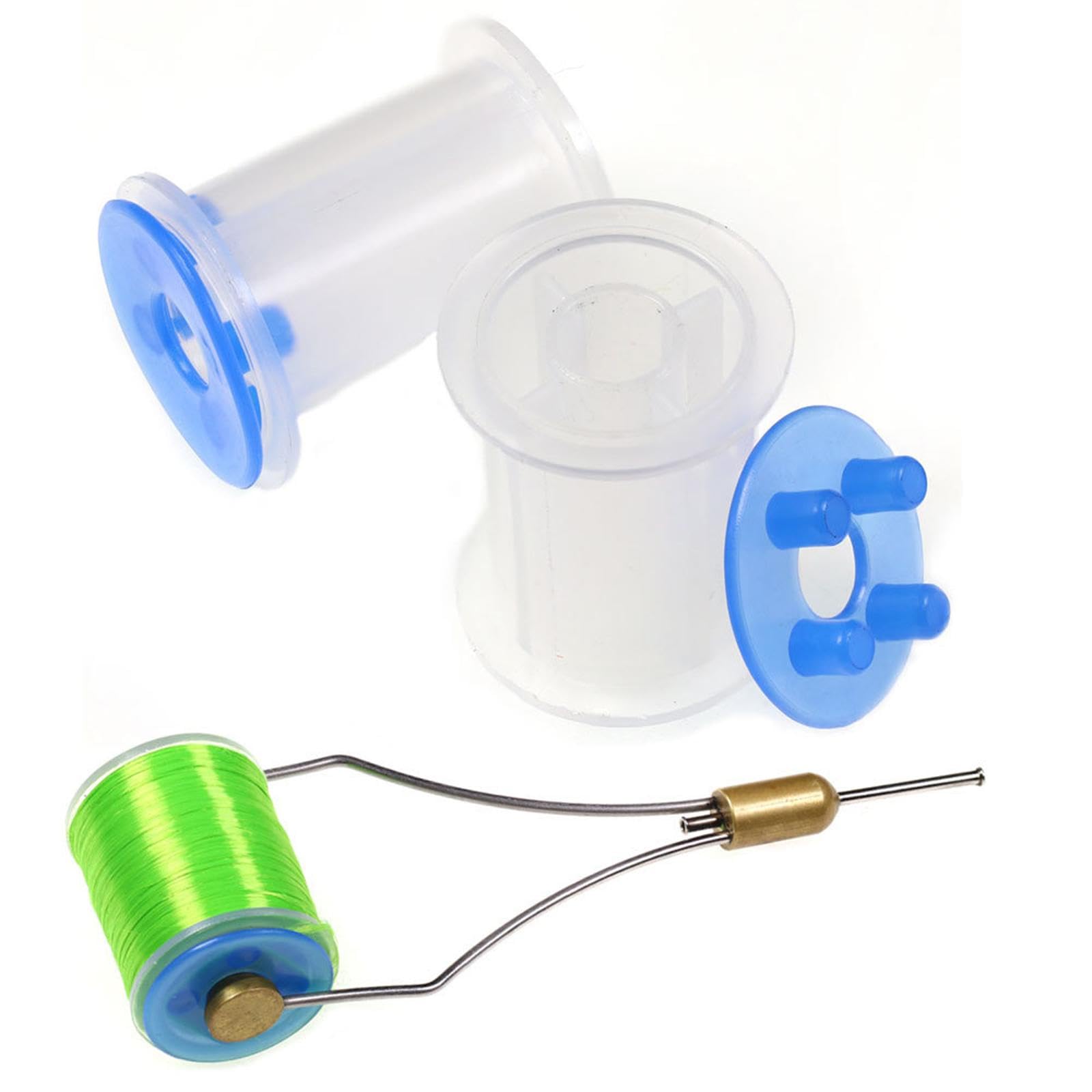 10Pcs Fly Tying Bobbin Spools Standard Size Thread Spool Supplies Empty Bobbin Spools Fly Tying Accessory for Fishing Adult, Clear 2.5cmx2.8cm