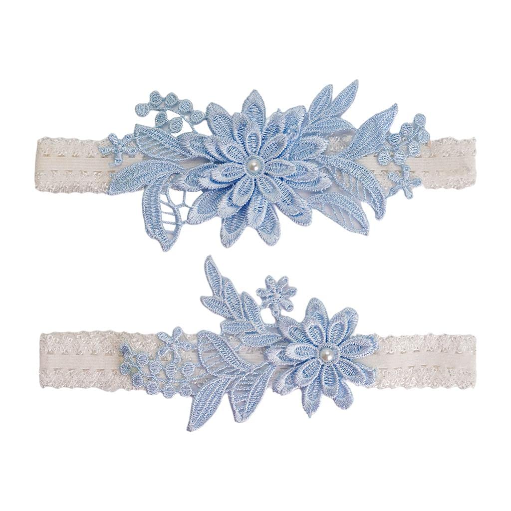 elbme ELBME® 2Sets Bridal Leg Garters Lace Wedding Bride Dance Garter Set Sky Blue 0-picture-41