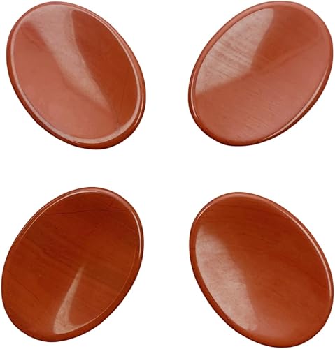 Juego de 4 piedras naturales para aliviar la ansiedad y curar el pulgar, piedras preciosas ovaladas de bolsillo de cristal a granel para estrés,