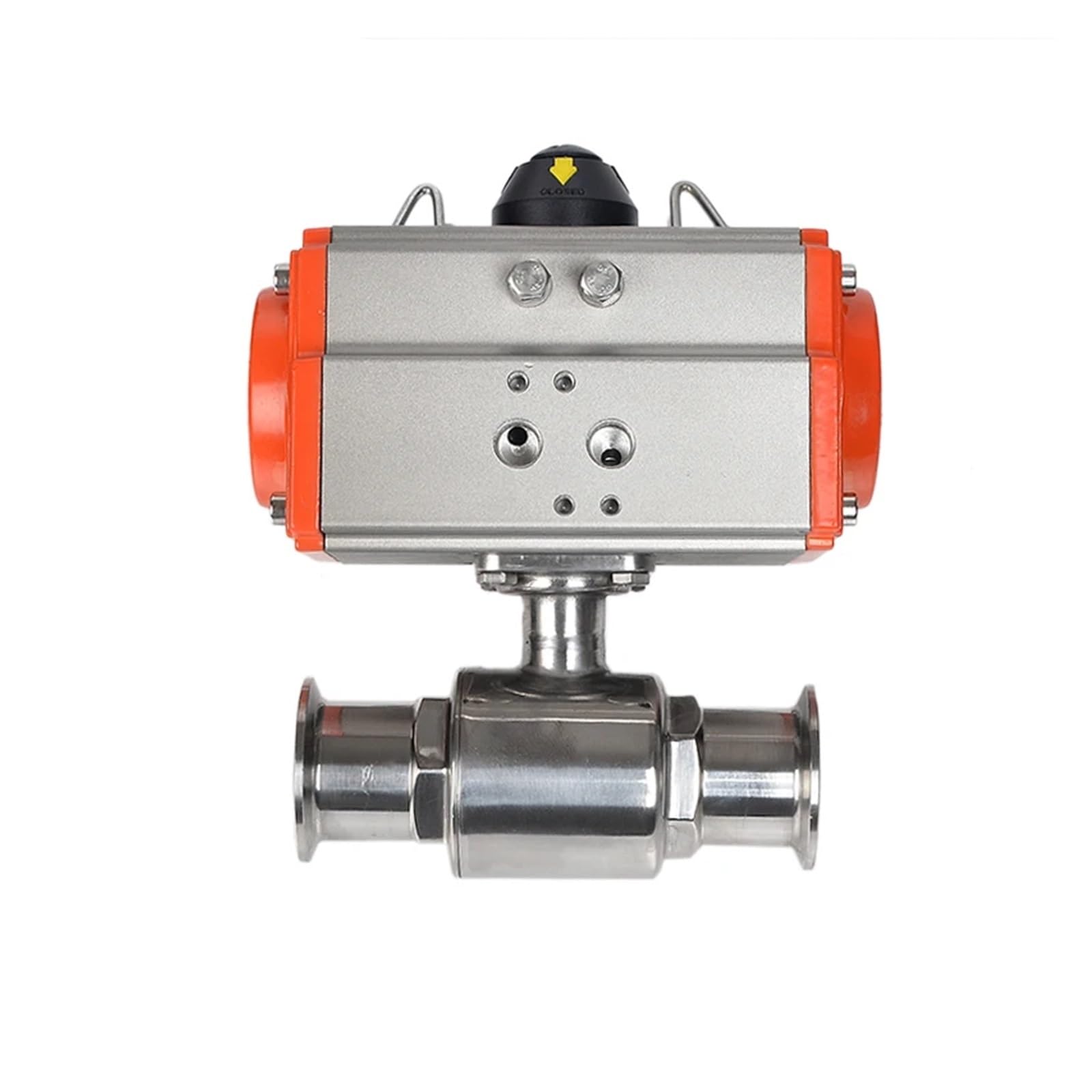 32mm 304 Pneumatic Ball Valve Two Piece Tri Clamp Ferrule Type Ball Valve with Double Acting Cylinder