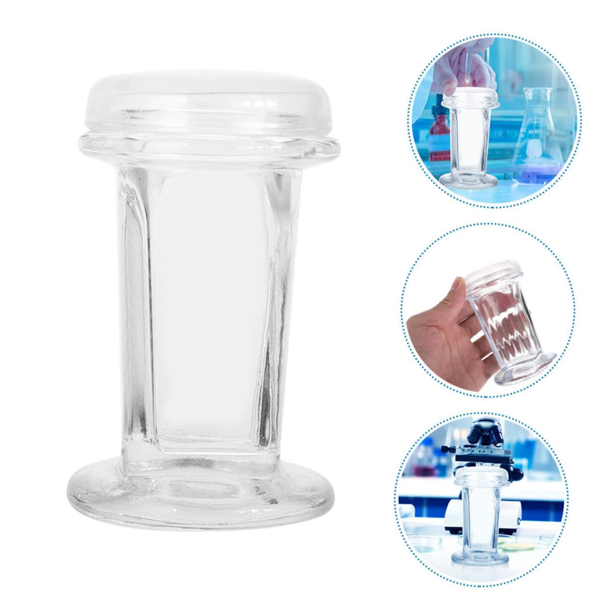 Ipetboom Frasco de Tinción de Vidrio Tapa Capacidad para 5 Portaobjetos 3 Piezas de 60 Ml Adecuado para Laboratorios Clínicos y Procedimientos de Tinción