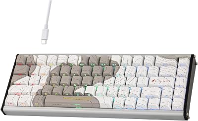MechLands ALUX68 HE Tastiera Rapid Fast Gaming in alluminio con interruttore magnetico, tastiera a effetto hall cablato con 8 K Polling Rate, latenza 0,125 ms, RGB (bianco topografico, ALUX68 MAX)