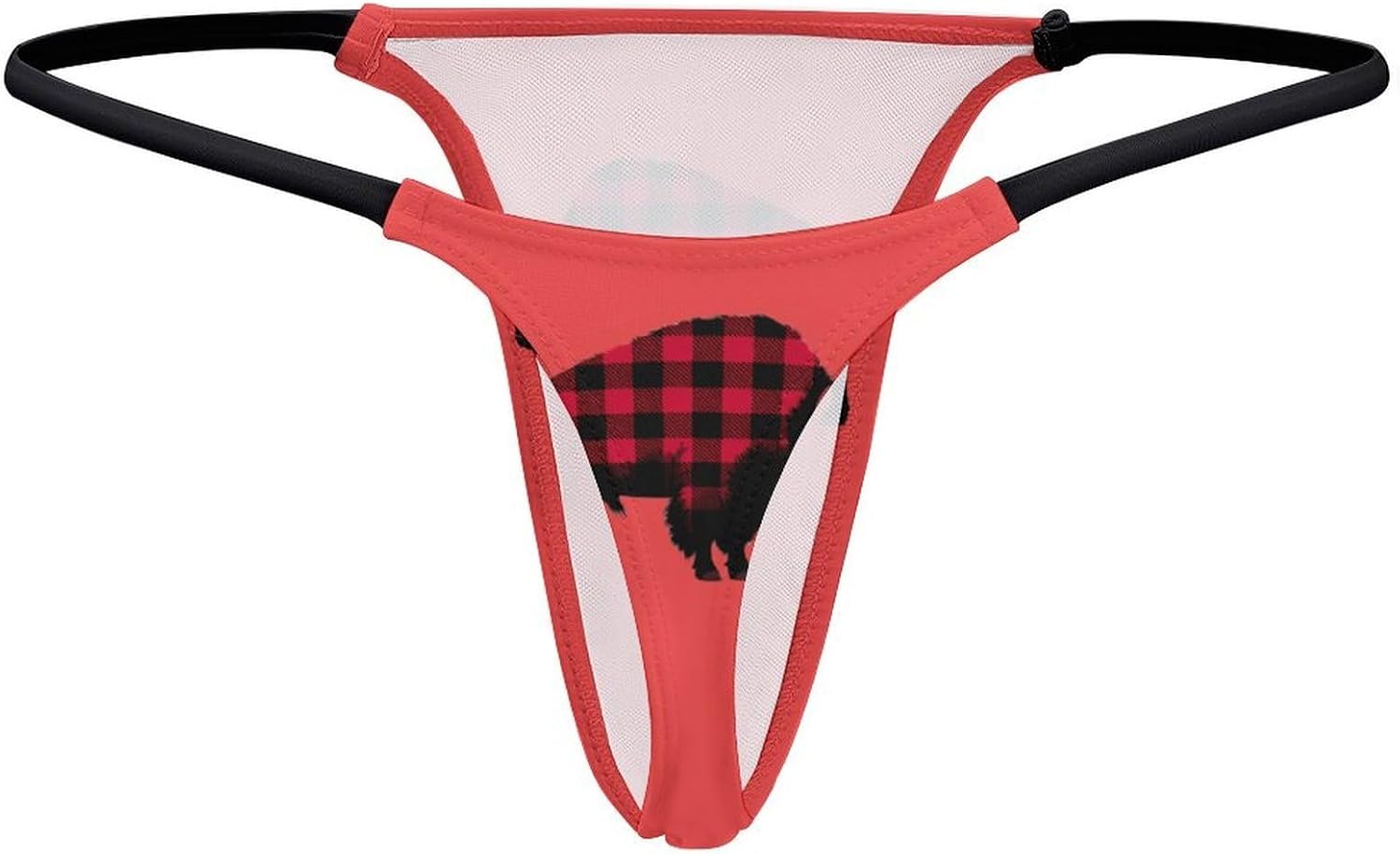 Buffalo Plaid Bison Thongs for Women Underwear G-String Panties | Breathable,Low Rise Panties,T-back,Sexy,Briefs,No Show Thongs