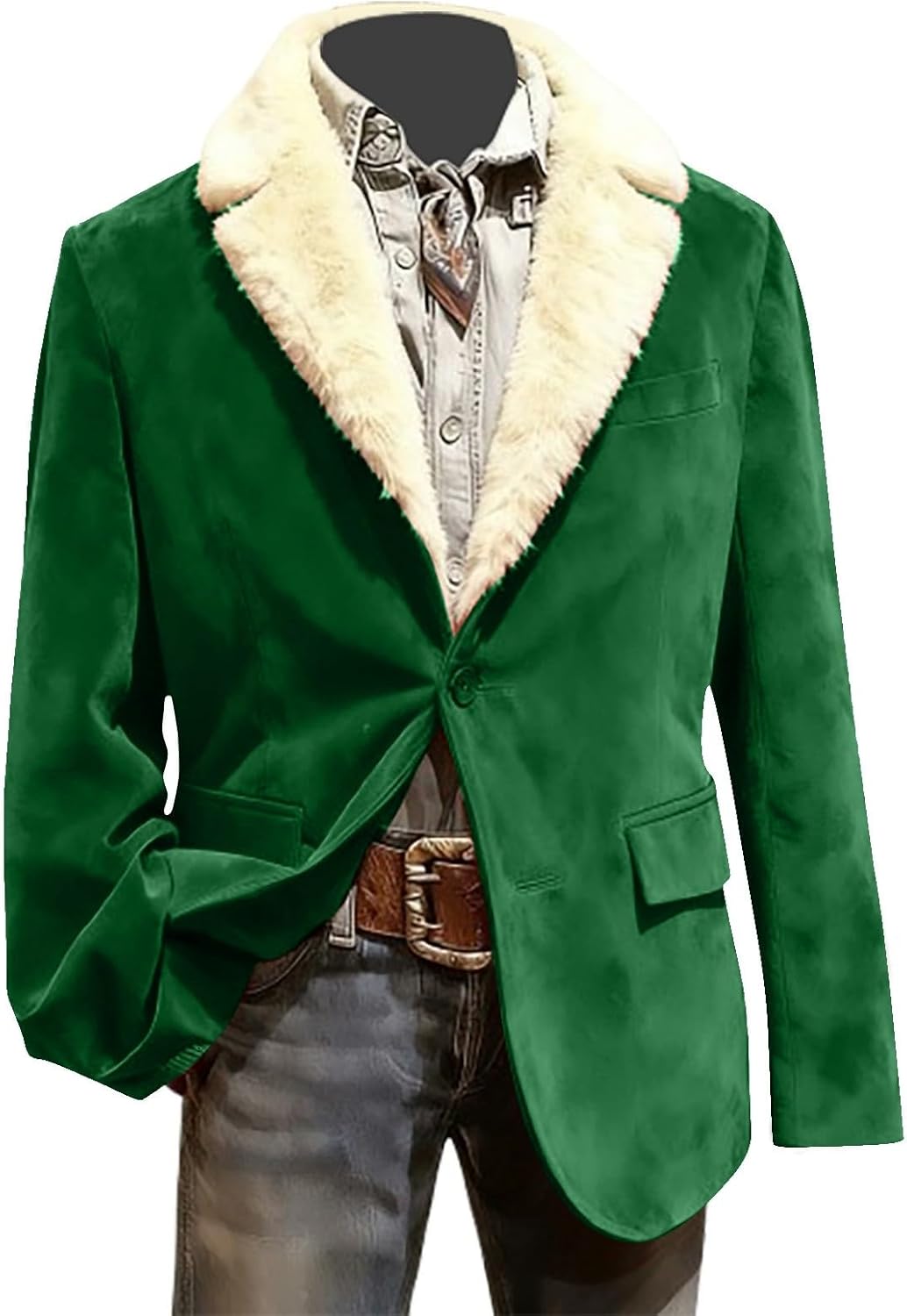Christmas Blazer Men Corduroy Lapel One Button Holiday Party Suit Jacket Ugly Xmas Business Office Blazers with Pockets