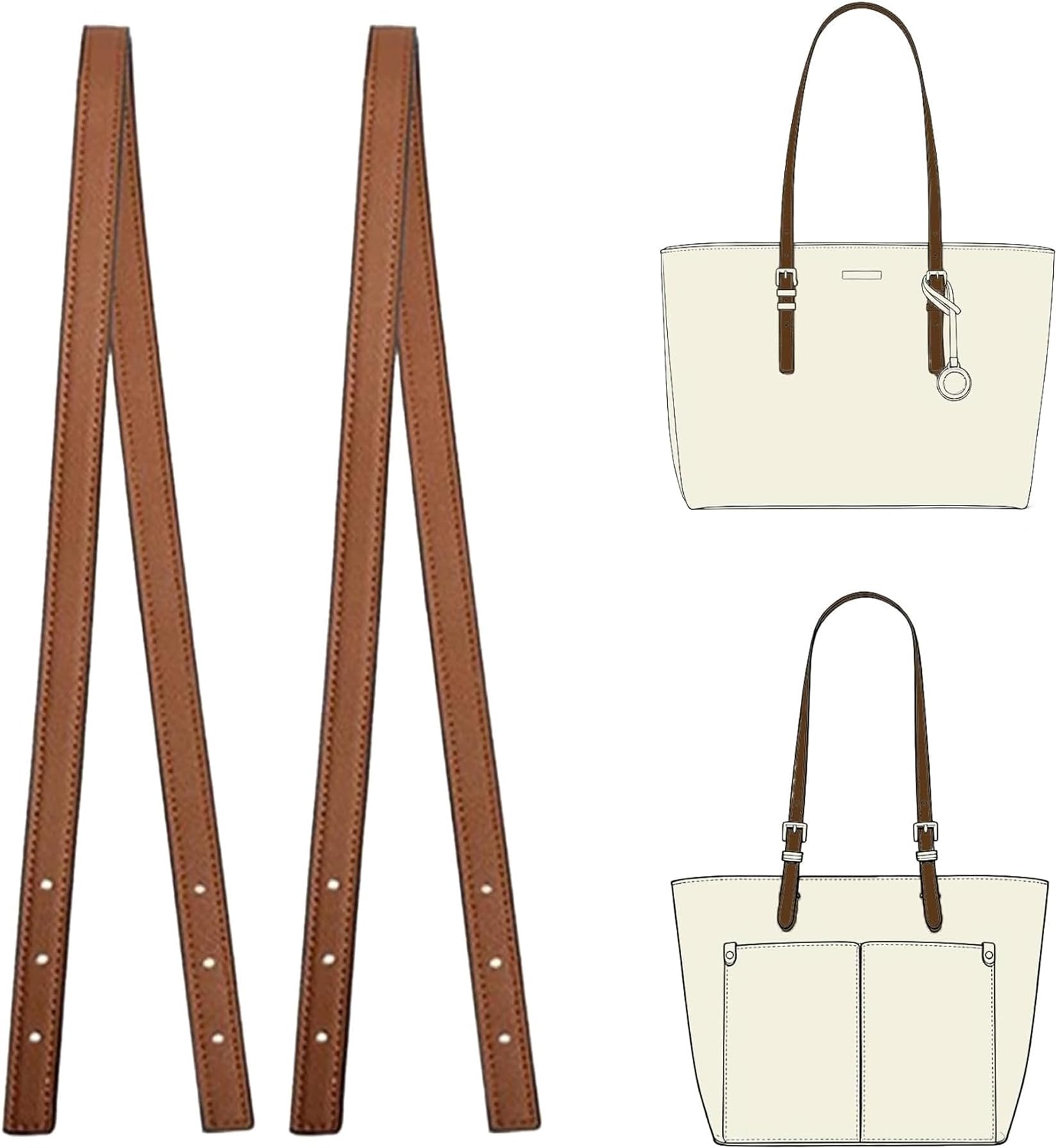 Premium Microfiber Leather Shoulder Strap Replacement for Michael Kors Basket Bags, 2 Pieces Adjustable Purse Handle Straps, Soft Durable MK Tote Bag Straps (Brown, 31.9", Width 0.5")