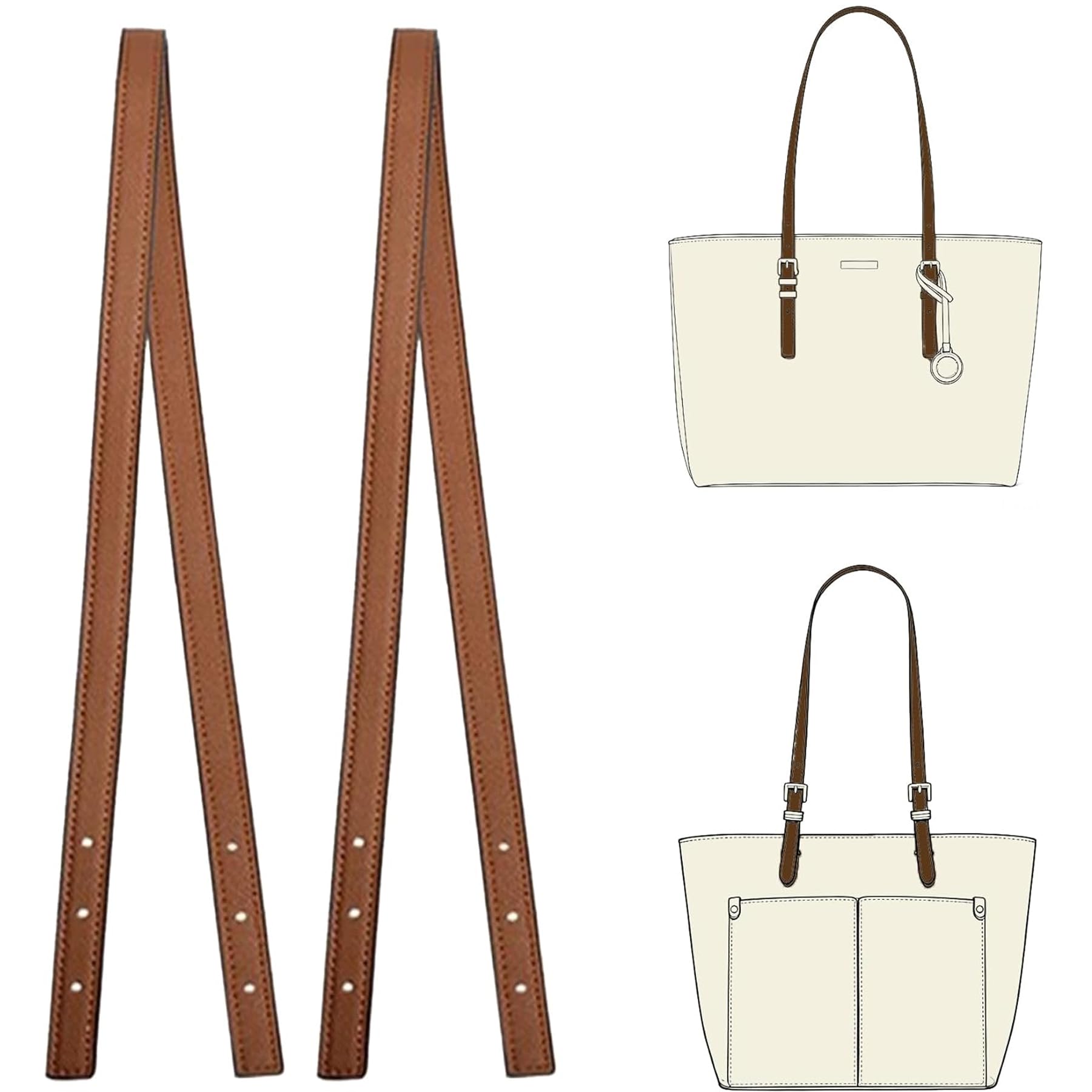 OAikor Premium Microfiber Leather Shoulder Strap Replacement for Michael Kors Basket Bags, 2 Pieces Adjustable Purse Handle Straps, Soft Durable MK Tote Bag Straps (Brown, 31.9", Width 0.5")