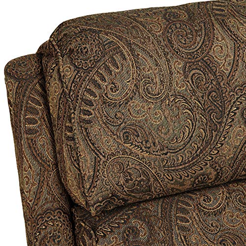Kensington Hill Beaumont Warm Brown Paisley Patterned Recliner Chair Traditional Armchair Comfortable Push Manual Reclining Footrest Adjustable For Bedroom Living Room Reading Home Relax Office #TOP3