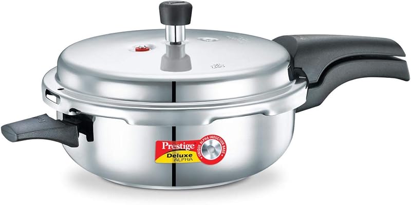 PRESTIGE Deluxe Alpha Induction Base Pressure Pan, Senior, Stainless Steel