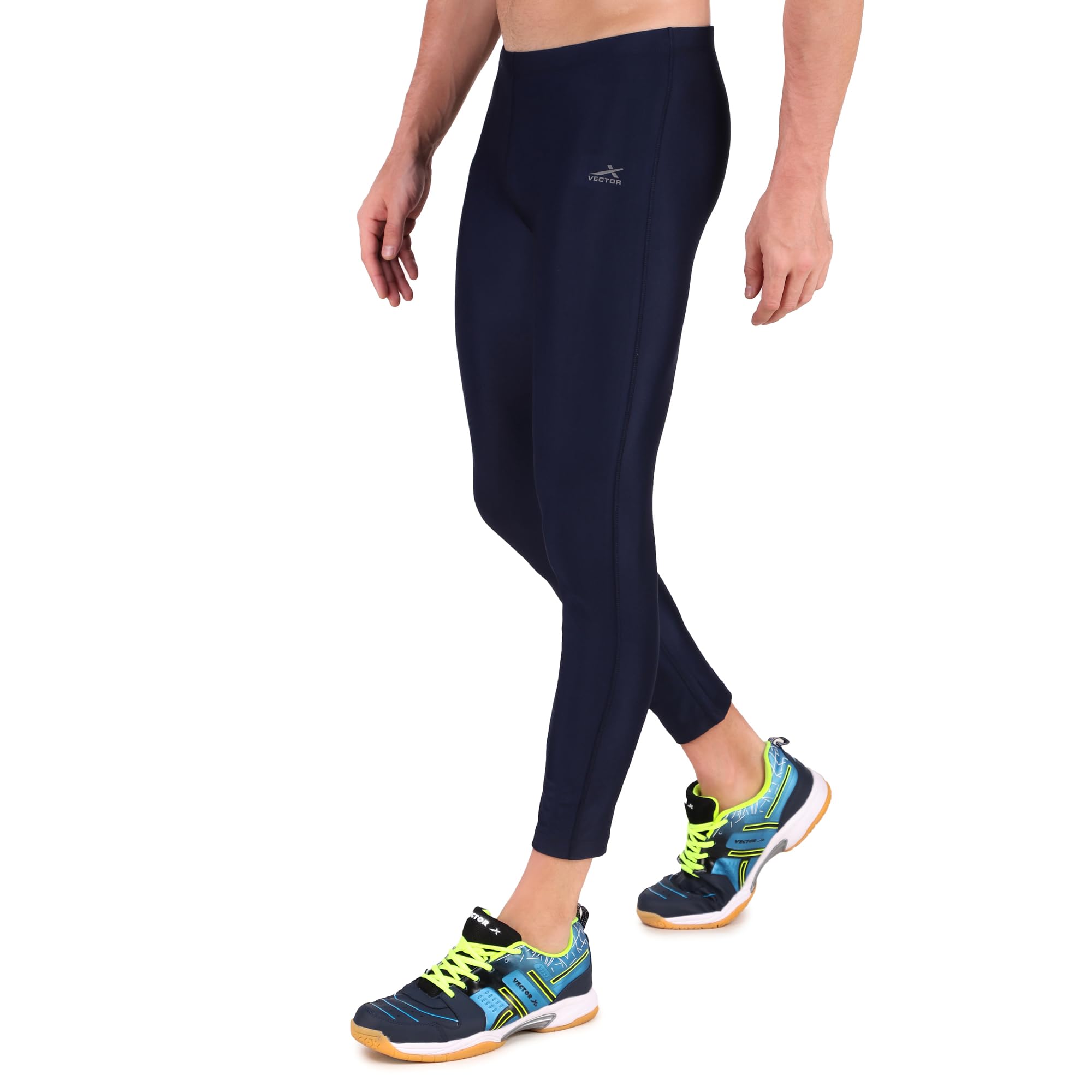 Vector X OML-265 Men's Polyester Full Length Tights Skinny Fit Compression Lower Sports Leggings Cool Dry Gym Fitness Sportswear Training Running Yoga Pants for Men Women uinisex Boys (Navy, M)-picture-27