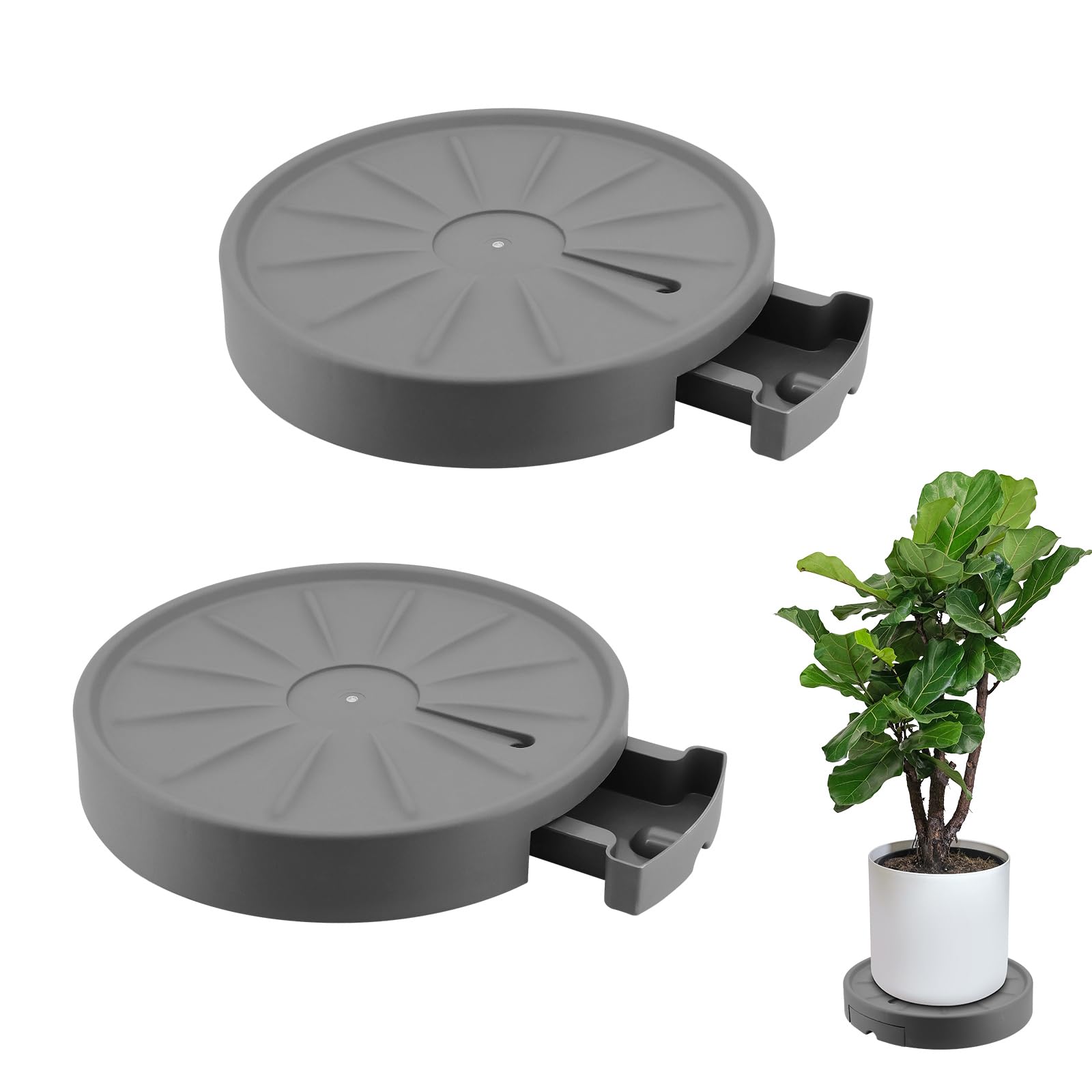 Amagabeli 35.5 X 8.9cm X 2pcs Plateau à Roulettes Pour Plantes - Support De Pot De Fleurs à Roulettes Caddy Extérieur De Plante Pour Jardins De Maison Noir DA211