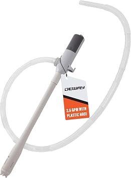 Deway Automatic Fuel Transfer Pump - AA Battery Powered, Extra Long Hose Fits All Size Cans, Portable Liquid Pump Transfers Gasoline, Water & More at 2.6 Gal/Minute
