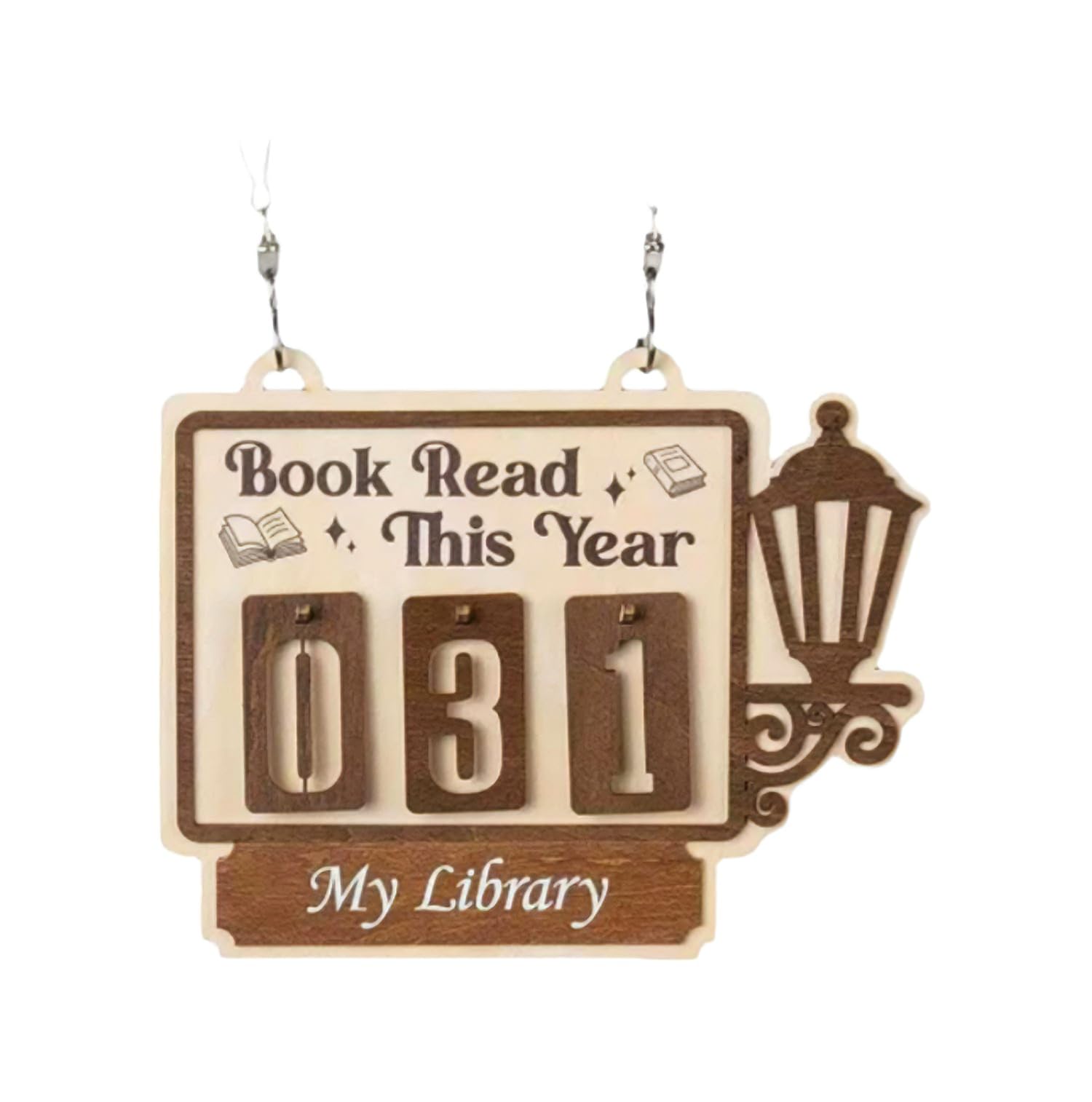 Reading Tracker, Wooden Hanging Book Read Counter Sign, 20cm x 15cm, Bookshelf Decor