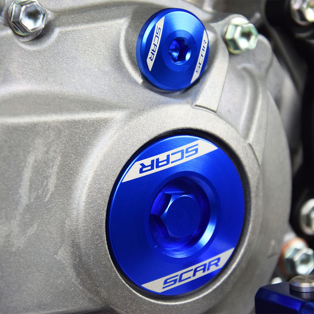 SCAR Tappi Motore Ergal Compatibile con YAMAHA YZ-F YZF 250 450 YZ450F MX 10-23 - Blu
