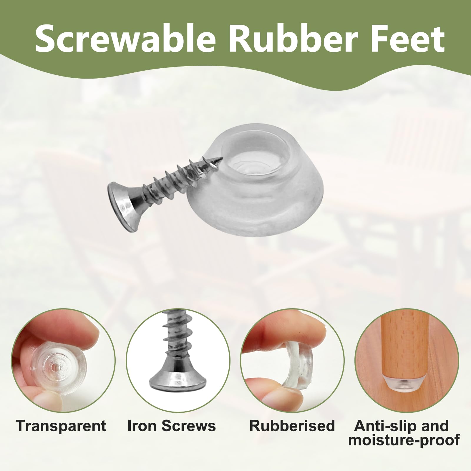40 Pack Non-Slip Rubber Feet, Rubber Cutting Board Feet with Screws, Floor Protector Pad - Image 3