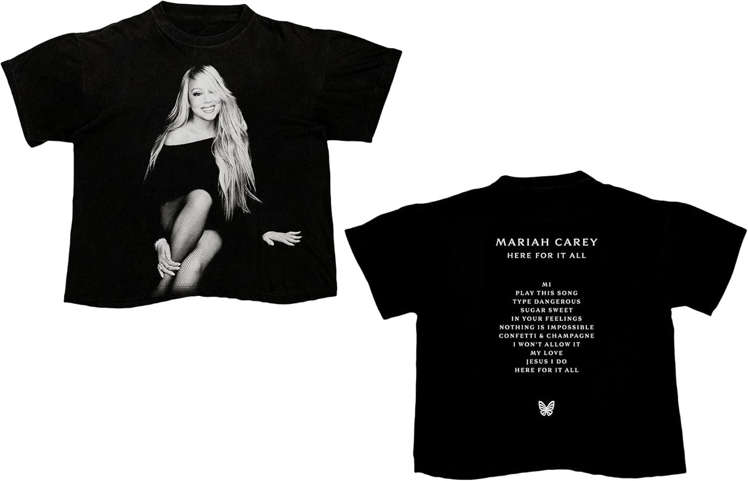 Mariah Carey Official Merch Here for It All Tracklist T-Shirt