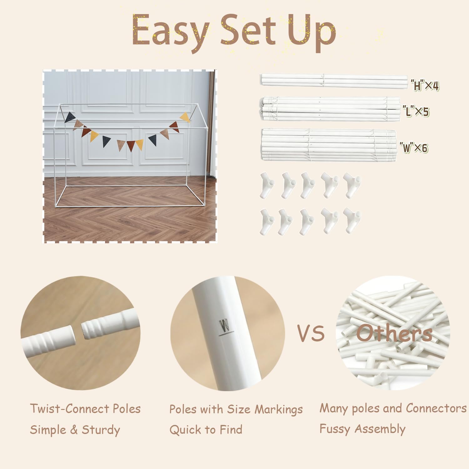 Twin Bed Tent Indoor Bed Canopy Kids Tents for Girls Boys with 2 Doors, Breathable Private Space Floor Fort Bed Tents for Kids Sleeping Tent (Twin, Khaki)