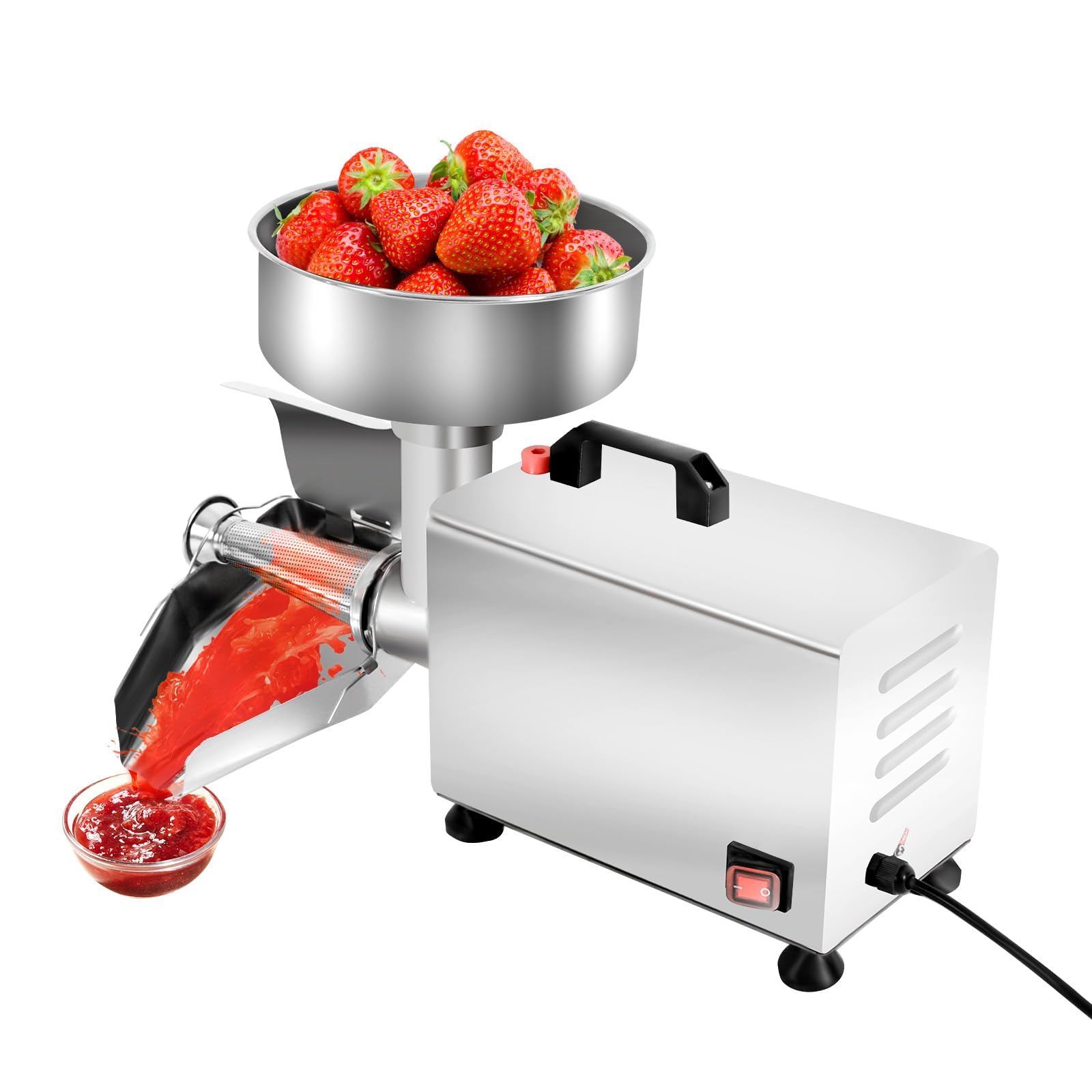Macchina elettrica per salse, colino per pomodoro in acciaio inox da 450 W, pressa per alimenti per purea e ketchup, capacità 50 kg/h, ideale per la lavorazione di marmellate e frutta