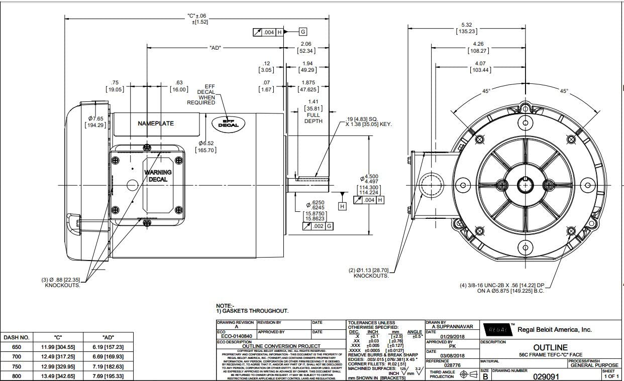 Motore Elettrico ALL-CARB 2 HP 3 Fasi 56C Telaio 1800 Giri/min - Foto 9
