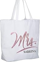 Vista 3 de ELEGANTPARK Bolso de hombro grande con monograma blanco personalizado para boda, despedida de soltera