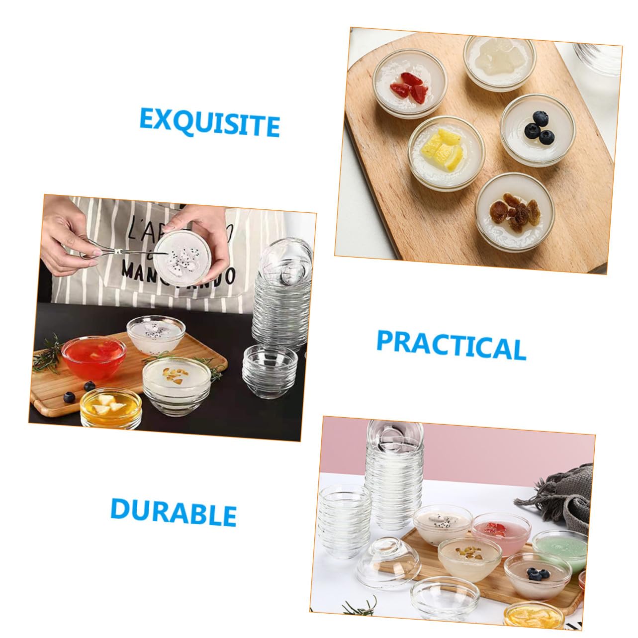 Ciotole Trasparenti Resistenti al Calore in Vetro Set 10 Pezzi per Dessert e Insalate per Casa e Ristorante