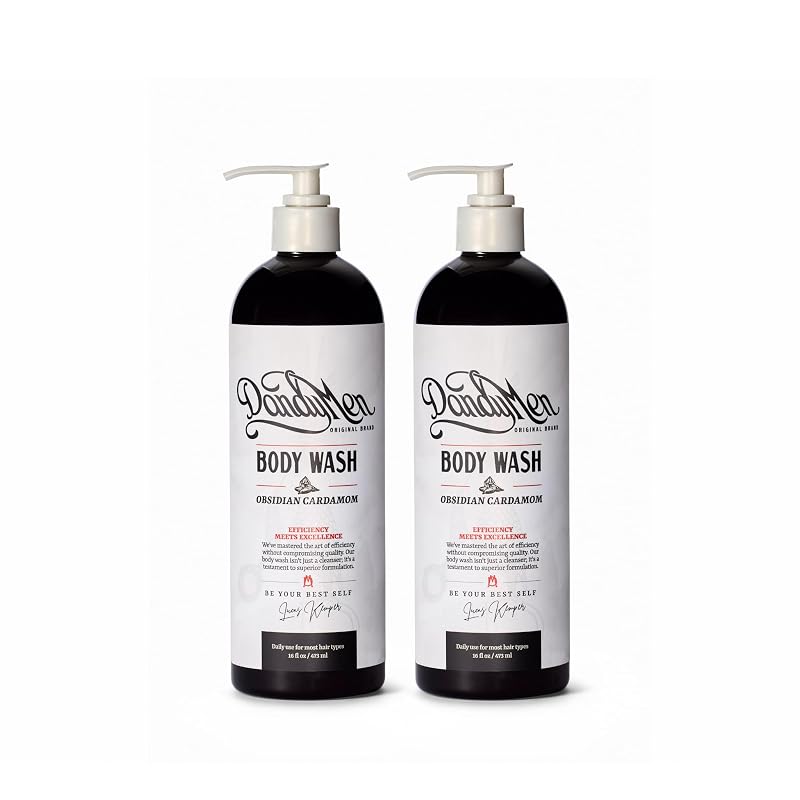 Sabonete líquido corporal masculino Obsidian Cardamom DandyMen com vitamina B5, 2 unidades de 480 mL