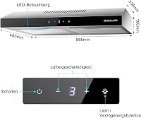 Gasland Chef SR60SS Páraelszívó 60 cm Rozsdamentes Acél Érintőképernyős Vezérlés 202 m³/h Szénszűrő LED Világítás - 60 cm, Silver 6