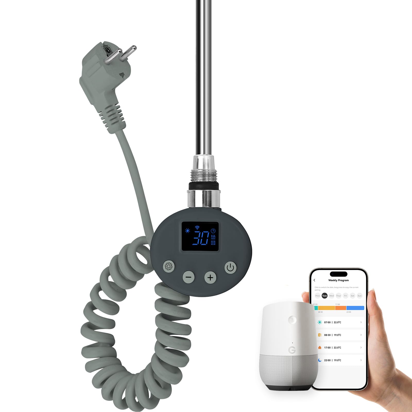 Sèche-serviettes électrique EMKE avec thermostat pour des matins chauds