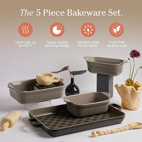 Miniatura 2 de Our Place Ovenware - Juego de 5 piezas antiadherentes, sin toxinas, cerámica y cerámica con bandeja para horno, panaderos y alfombrilla para horno,
