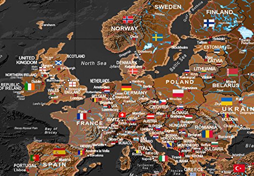 Artgeist CA-K-A-0205-P-E-XXL Pinboard World Map 53X35 In - Cork Board & Canvas Print Wall Art 3 Pcs Memoboard With 50 Pins Noticeboard Message Board Image Picture Home Decor Travel Map Map Of The World K-A-0205-P-E thumb #6