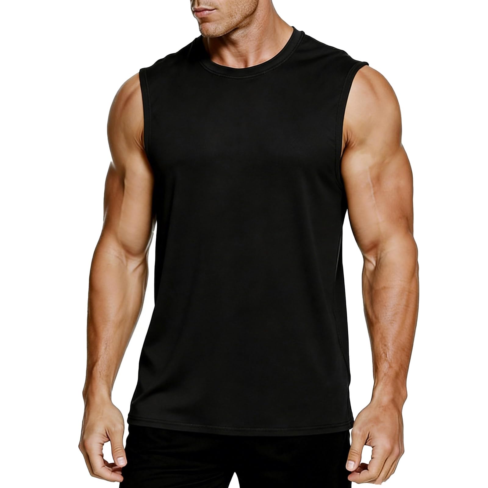 MeetHoo Men's Compression Shirt Slimming Sleeveless Shapewear Men Vest Seamless Undershirt Body Shaper Tank Top Workout Sport Black
