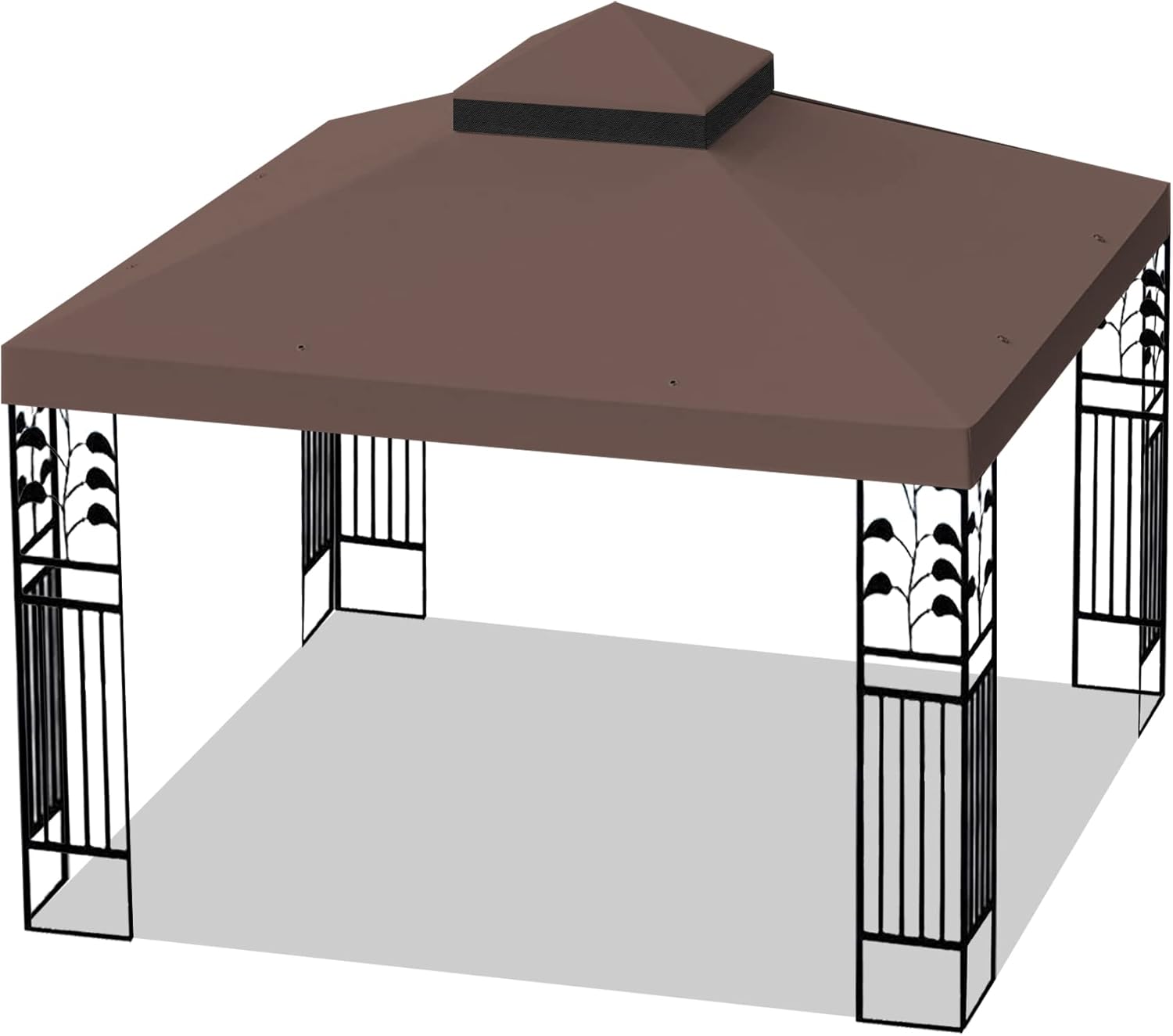 10x10 Ft Outdoor Patio Gazebo Replacement Canopy, Double Tiered Gazebo Tent Roof Top Cover Only（Frame Not Include）