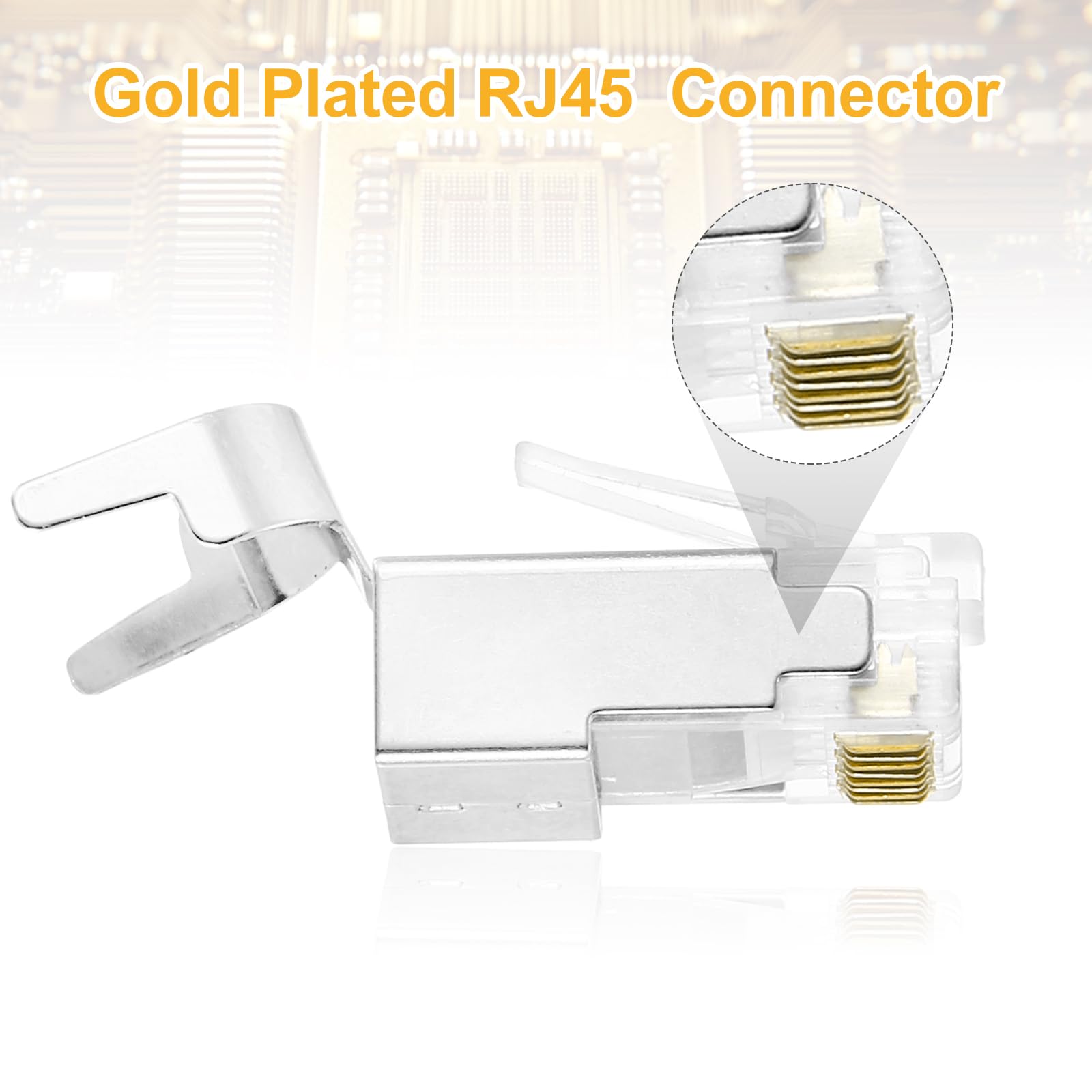 MECCANIXITY 30 connettori CAT8 RJ45, RJ45, STP/FTP 8P8C, placcati in oro, con 30 connettori blu e passacavi per cavo Ethernet 23AWG