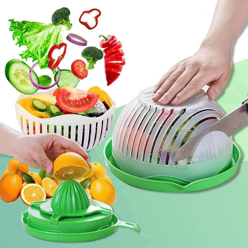 Salad Cutter Bowl with Citrus Juicer, Vegetable Chopper Set | Quick Chopping, Wash & Cut Bowl, Includes Juicer, Kitchen Tool Set, Easy to Use-image-10