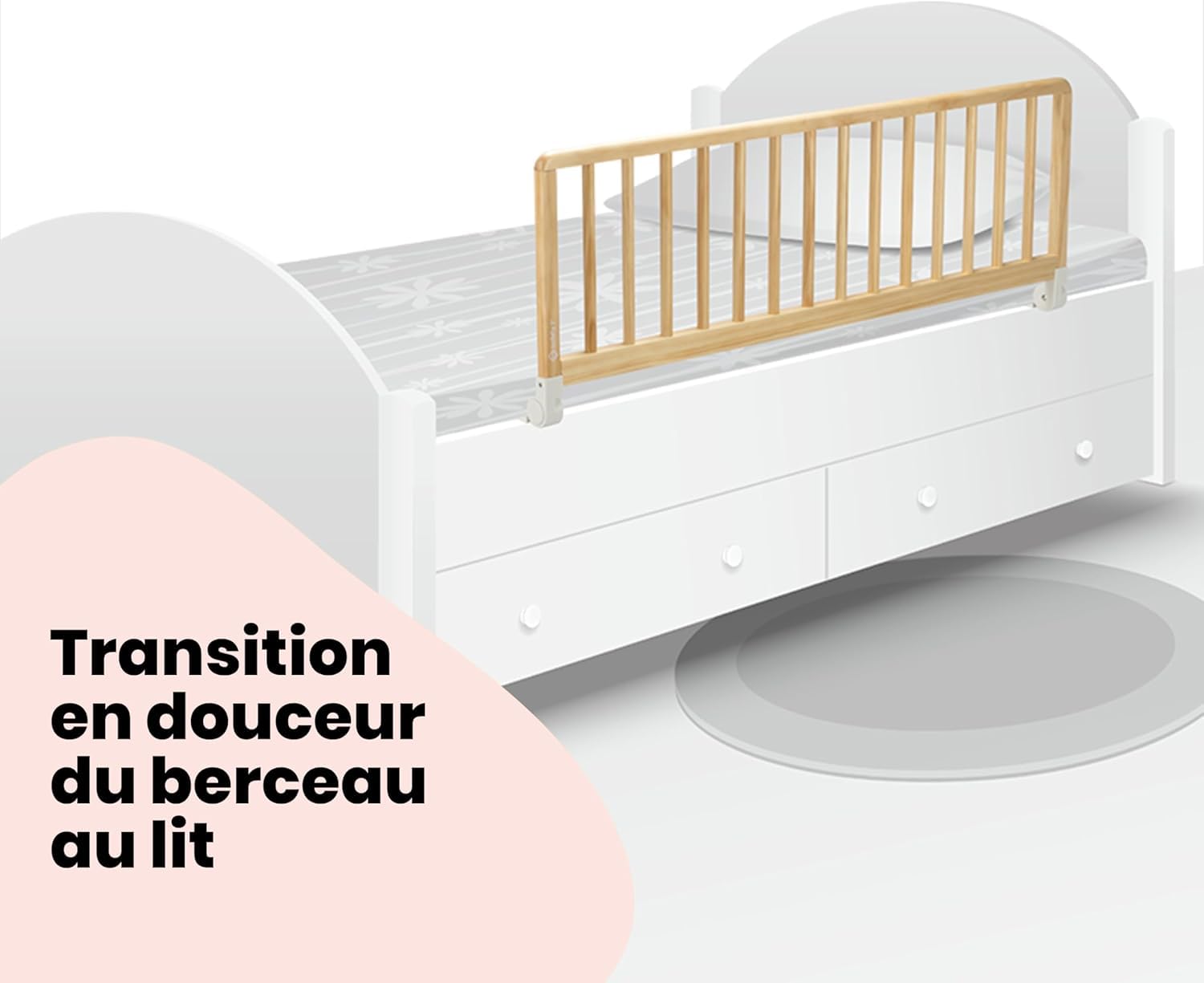 Safety 1st Barrière de lit Enfant Bois Certifié FSC® 110 cm Auto-Verrouillage Inclinable