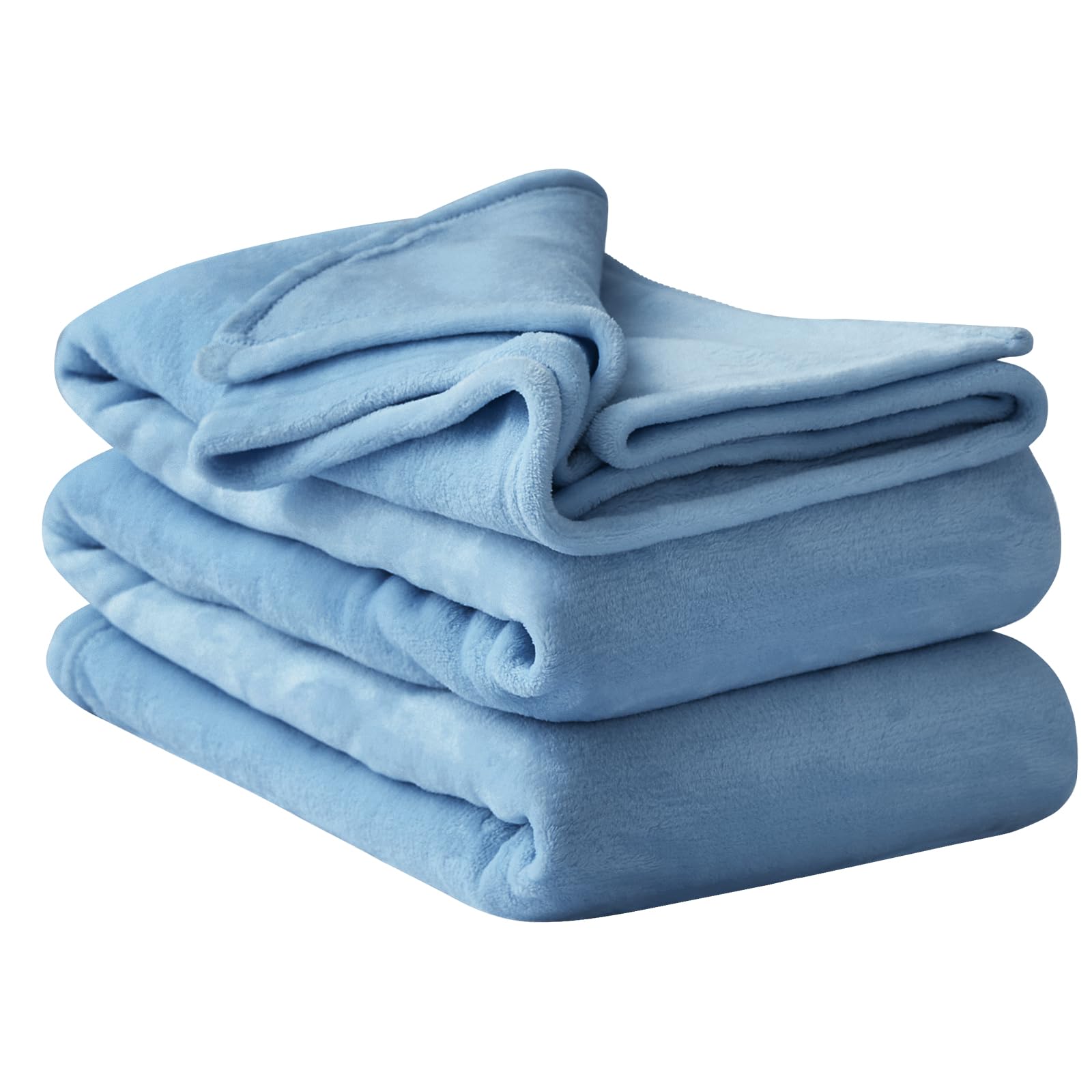 Aisbo Blue Throws Blanket for Sofas - Bed Throw King Size Fluffy Sky Blue Blanket Fleece, Warm Soft Flannel Blanket for Couch, 200x240cm