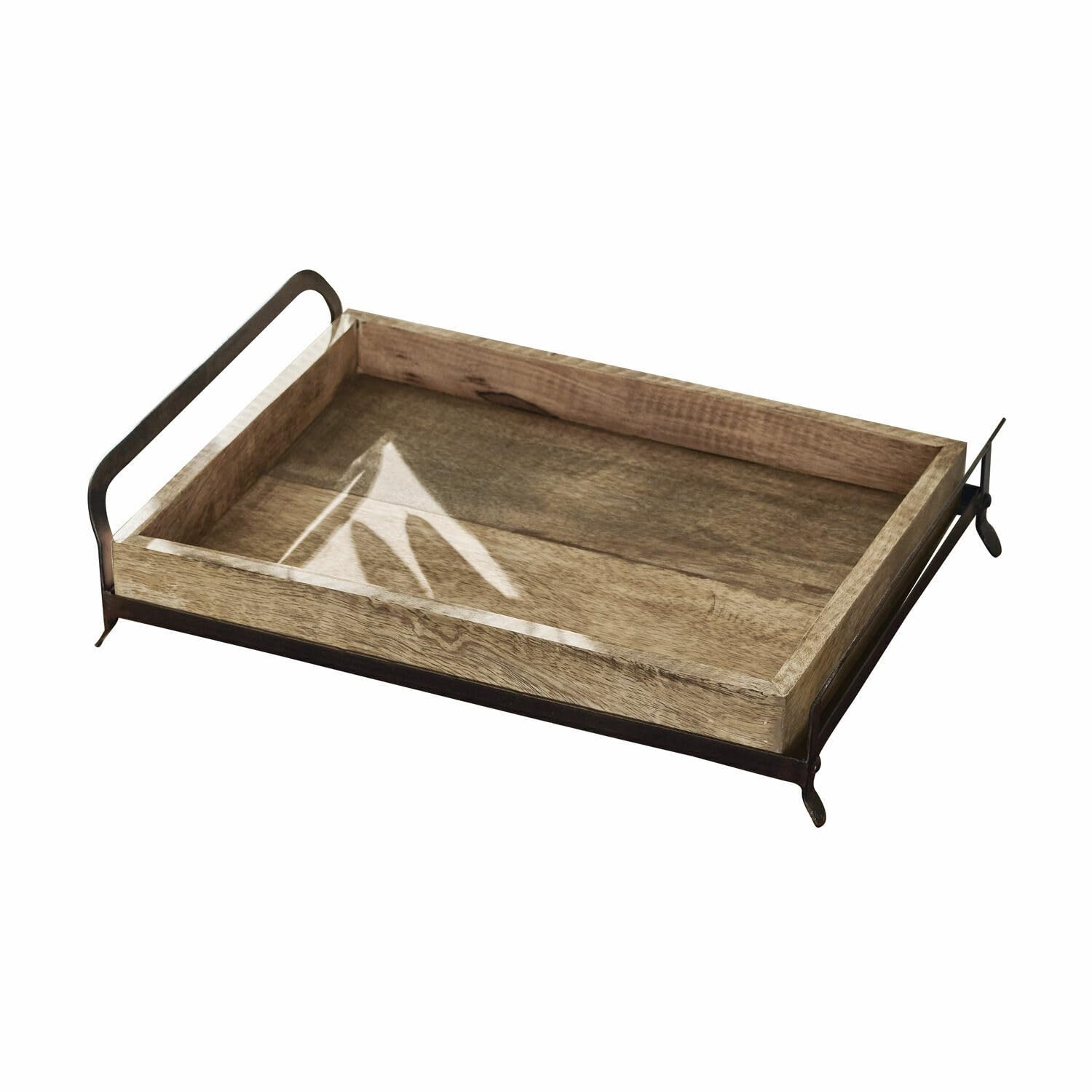 LOBERON Troyes Vassoio - Legno di mango naturale - Graziose venature, marrone/nero
