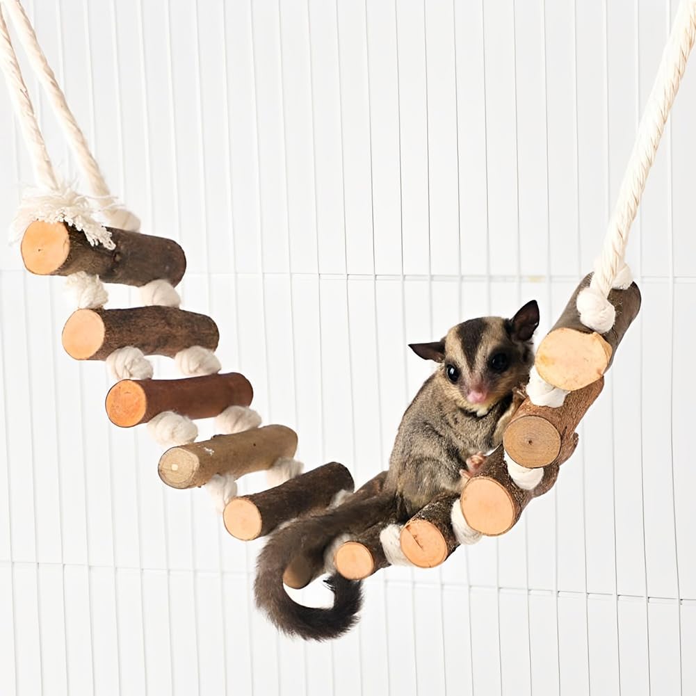 Joyzan Rope Ladder Bird Toy, Wood Stairs Climbing Activity Attachment Natural Wooden Step Swing Hanging Chewing Pet Bridge Cage Birdcage Lovebirds Rodent Parakeet Parrot Cockatiel Gecko Hermit Crab - image 4