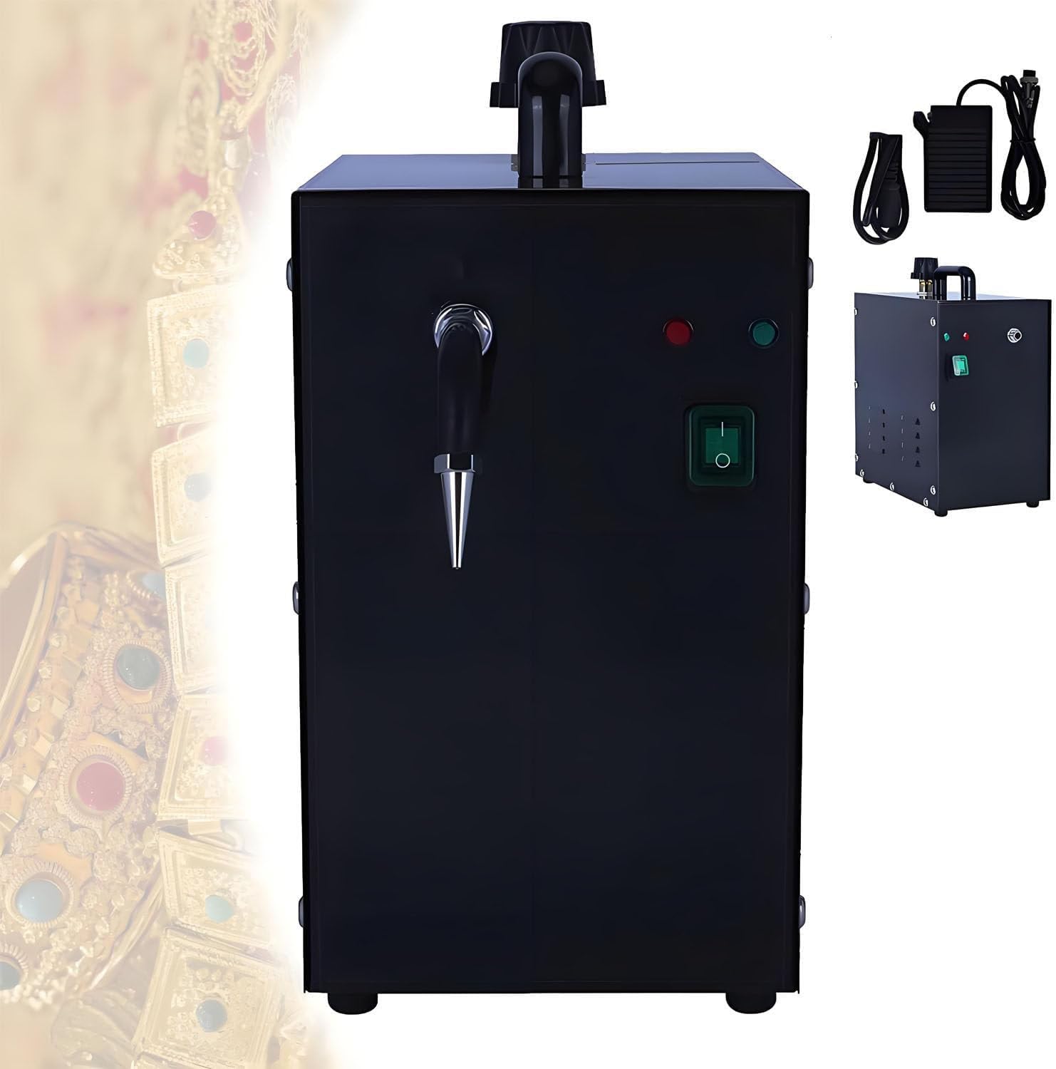 Wysokociśnieniowy parowy odkurzacz do biżuterii, profesjonalny parownik o mocy 1300 W i pojemności 2 l, szybkie nagrzewanie w 8 minut do czyszczenia srebrnych (Black)