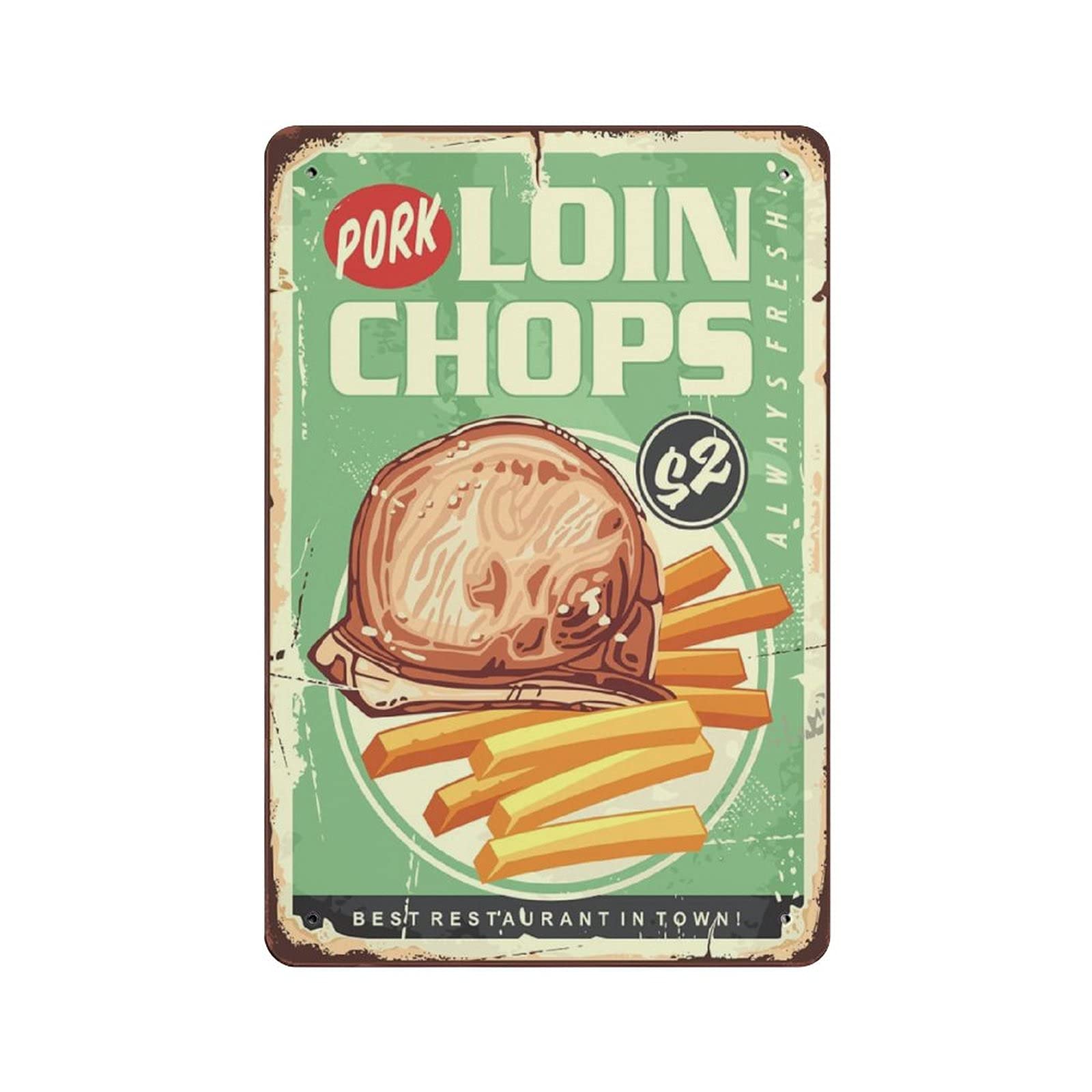 rayprint Pork Loin Chops Tin Sign Metal Plaque Art Hanging Iron Painting Retro Home Kitchen Garden Garage Wall Decor 12"x8"
