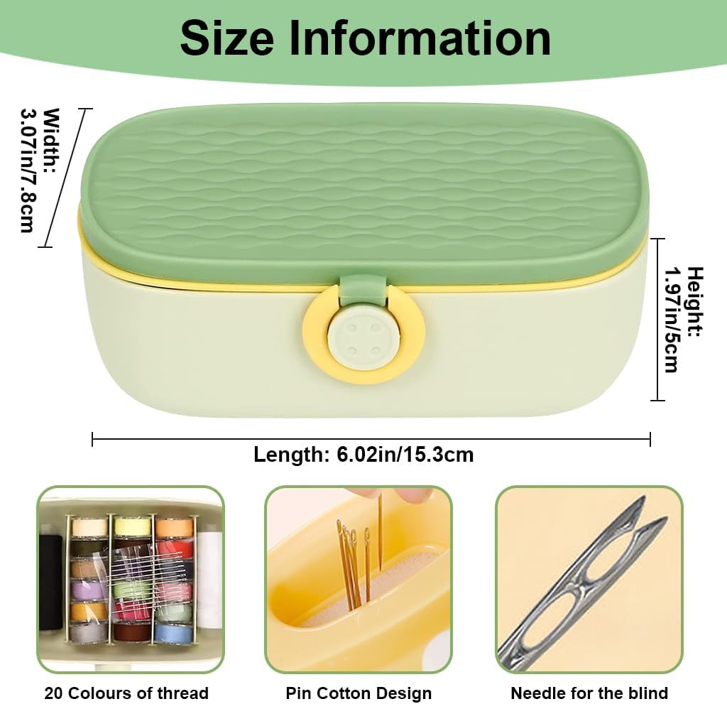 ELEPHANTBOAT® Sewing Kit Full Set Portable, Sewing Kit Box for Home Use Travel Use Portable Sewing Kit Stitching Kit with Spools of Thread, Scissors, Thimble, Threader, Tape Measure, Buttons