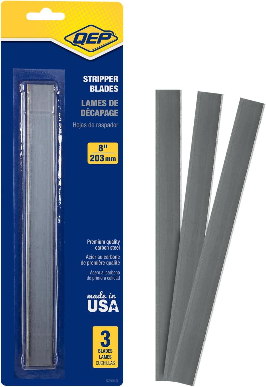 QEP 62904Q 8 Inch Replacement Razor Blades for Adjustable Floor Sc and Stripper, 3 Count, Grey