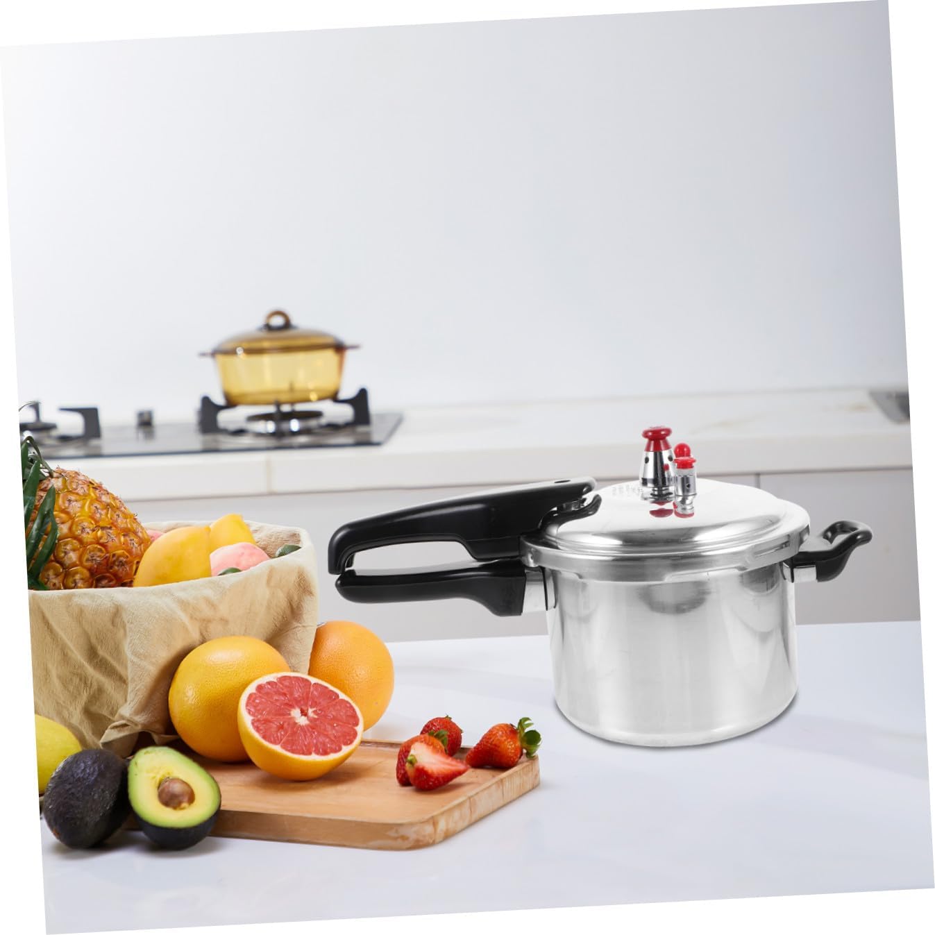 High Pressure Cooker with Composite Bottom Safe Multi Use Cooking Pot Compatible with Gas and Electric Stoves Easy to Clean Pressure Cookware for Household Kitchen