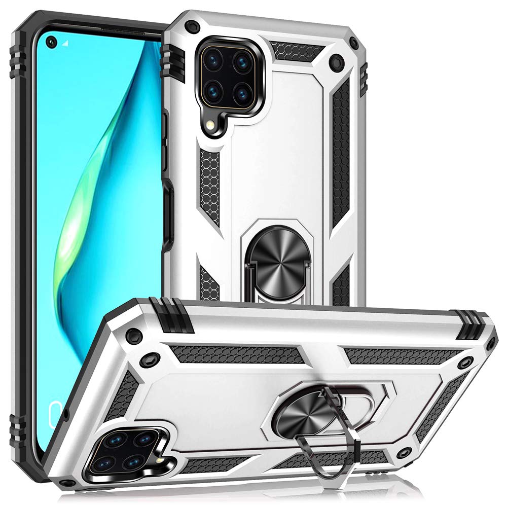 NALIA Ring Cover compatibile con Huawei P40 lite Custodia, TPU Silicone Case con Anello Girevole 360-Gradi Rotazione per Supporto Magnetico Auto, Protettiva Kickstand Copertura, Colore:Rosa Gold Oro