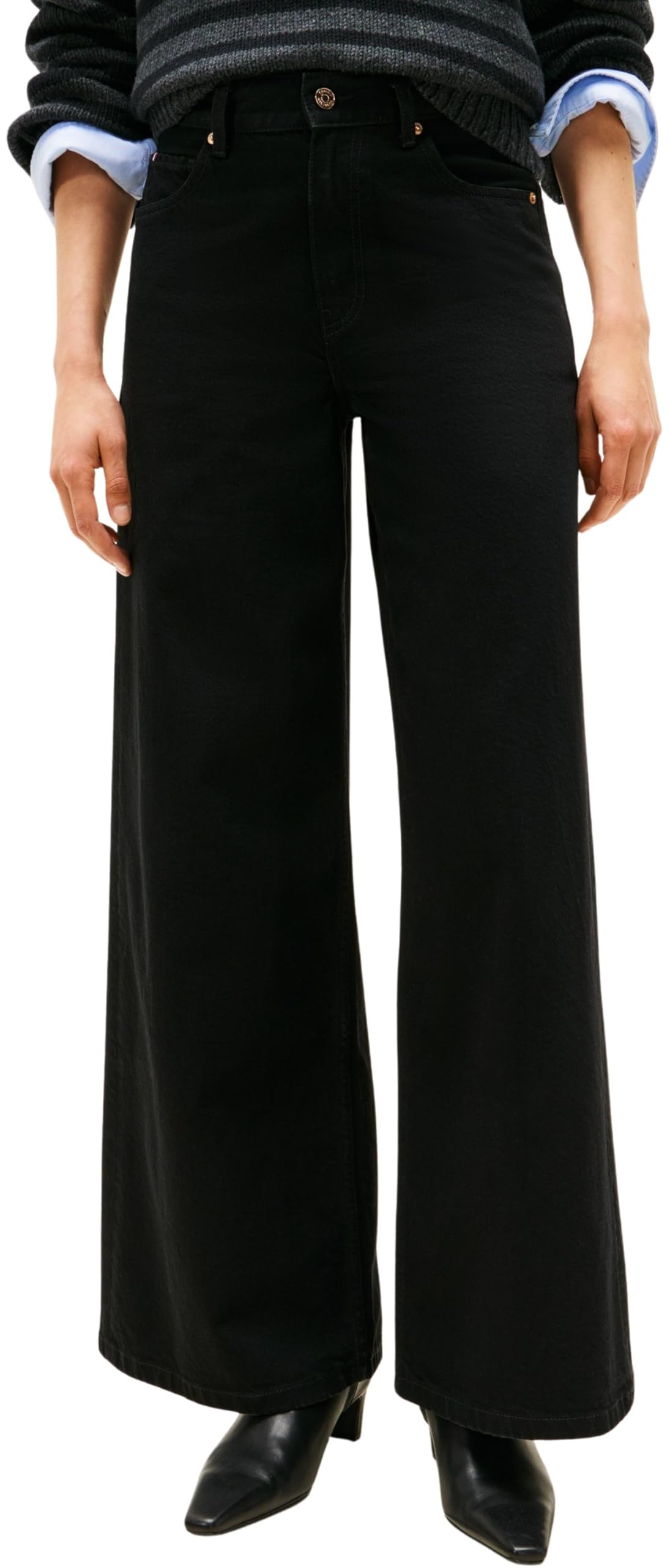 Tommy Hilfiger Women's Black 70s Wide Leg Jeans, Black (Black), 30W/26L