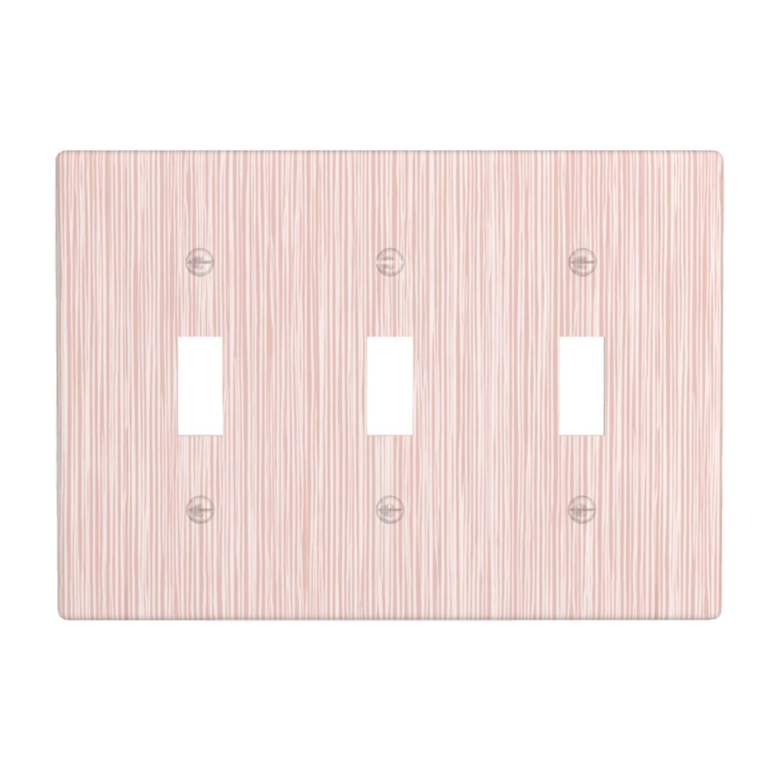Light Pink Pastel Pattern Subtle Vertical Stripes Light Switch Covers 3 Gang Triple Toggle Wall Plate Switchplate Electrical Faceplate for Bathroom Kitchen Bedroom Decor