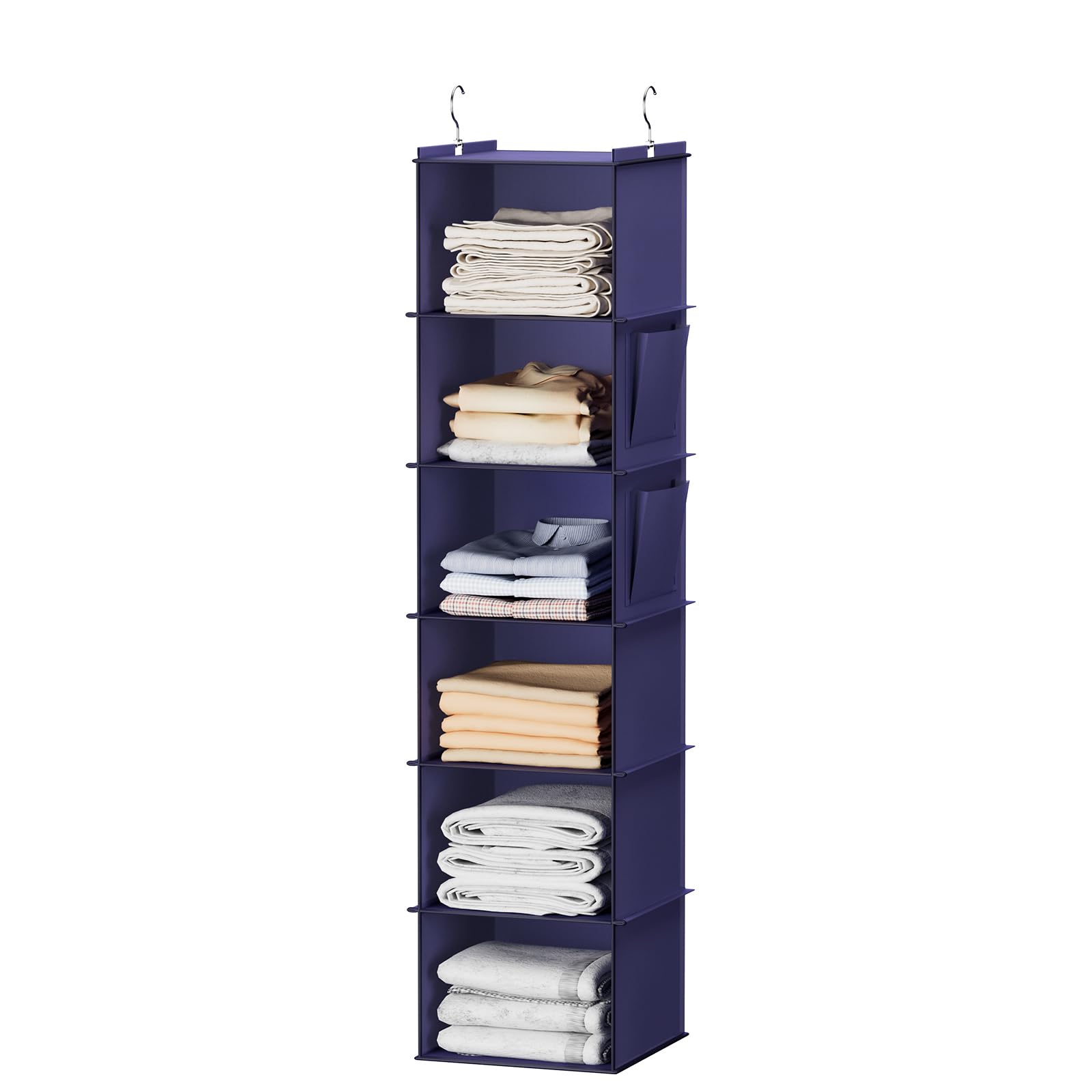 YOUDENOVA Hanging Closet Organizer, 6-Shelf Closet Hanging Storage Shelves, Purple