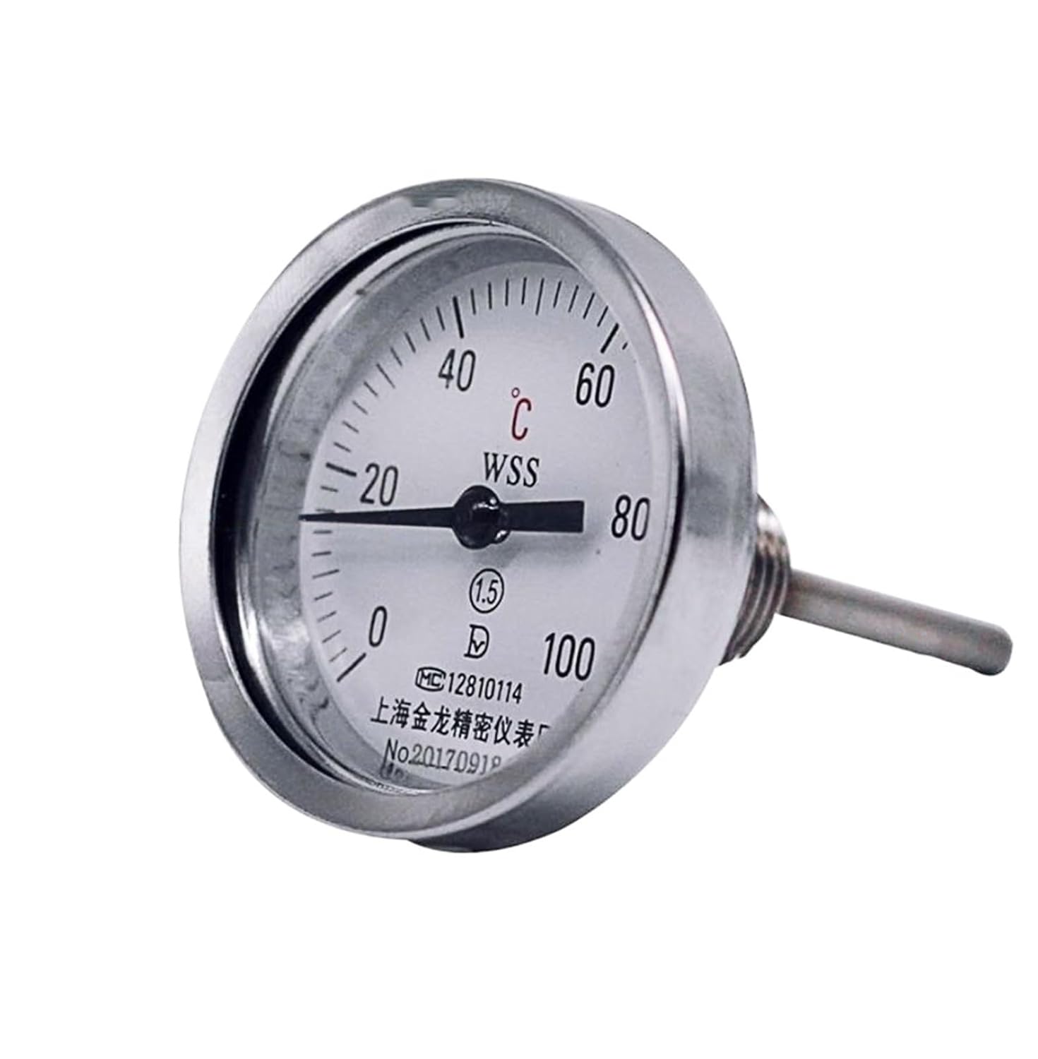 WSS-3031 axial bimetal Thermometer 60mm Surface axial Thermometer 4 Points Thread Pointer Boiler Pipe Industrial Thermometer (Color : 0-150 Degrees, Size : 50mm)
